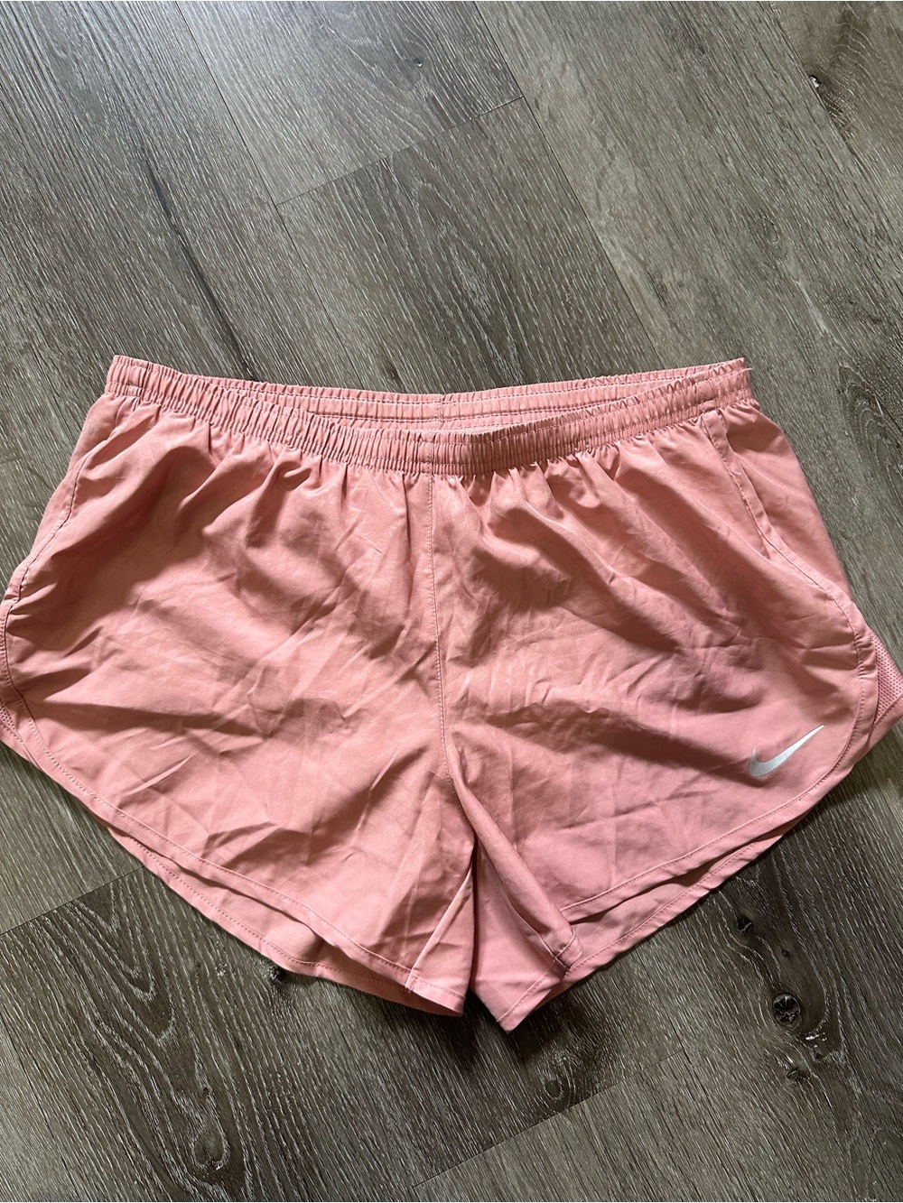 Nike Women's Coral Athletic Running Shorts with White Swoosh - Picture 2 of 7